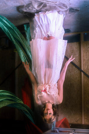 window wedding dress and ankle prude petticoat